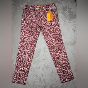 NWT Louis Castel Women’s Golf Floral White Red Green Pants Size 79 (US 10/12)